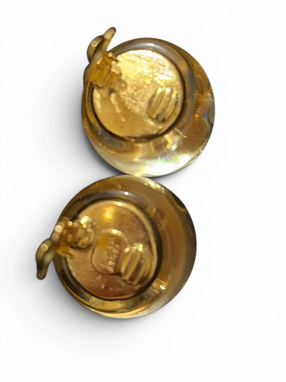 Versace Vintage Gold Medusa Resin Button Earrings - Picture 3 of 7